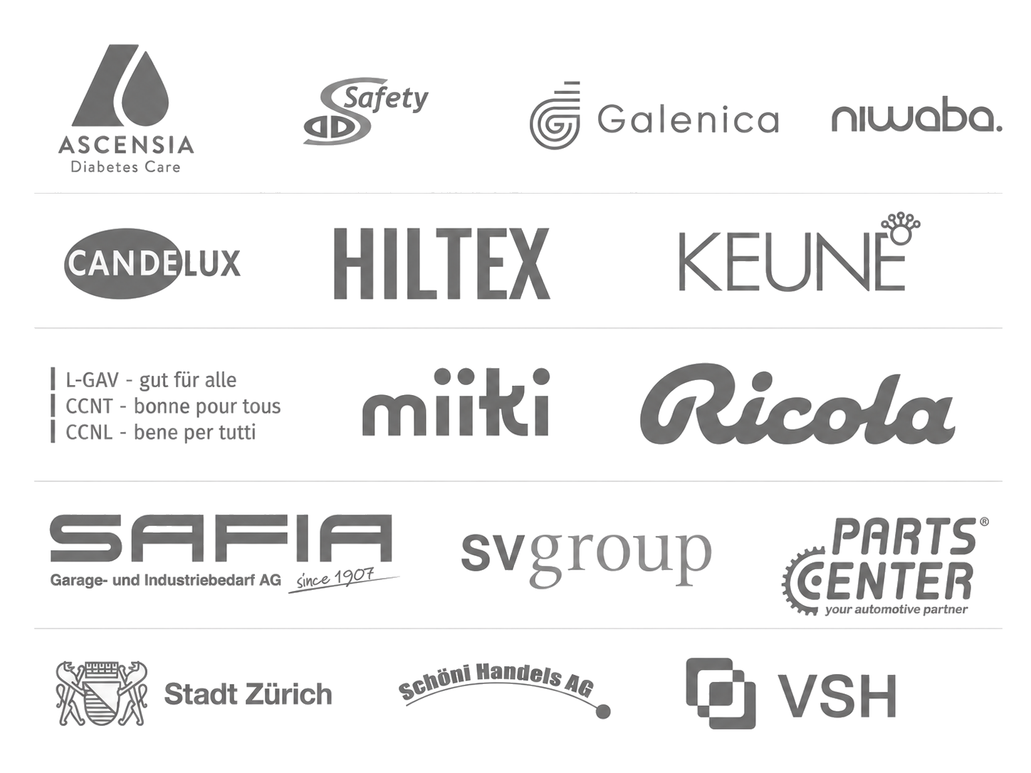 Auswahl von Kundenlogos aus Projekten von Comgate
