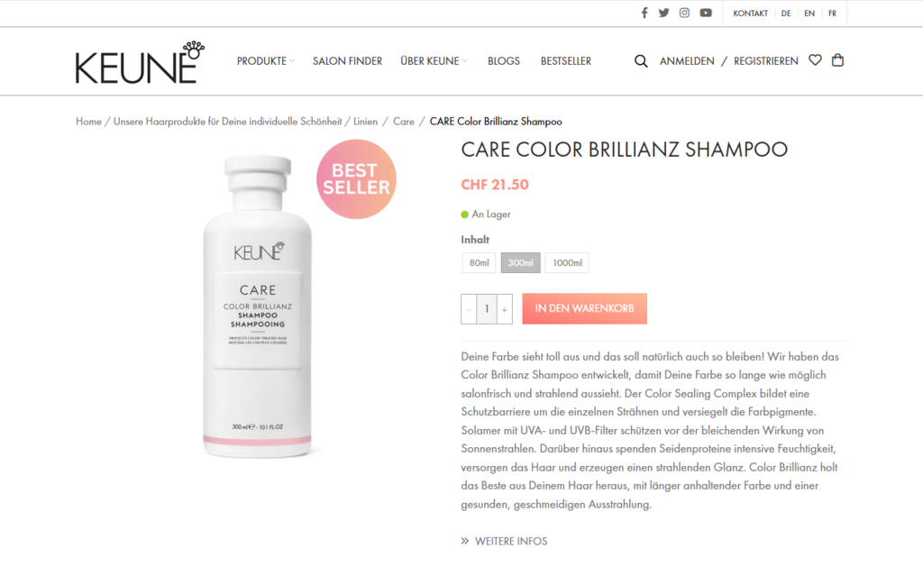 Keune Webshop Platzhalter